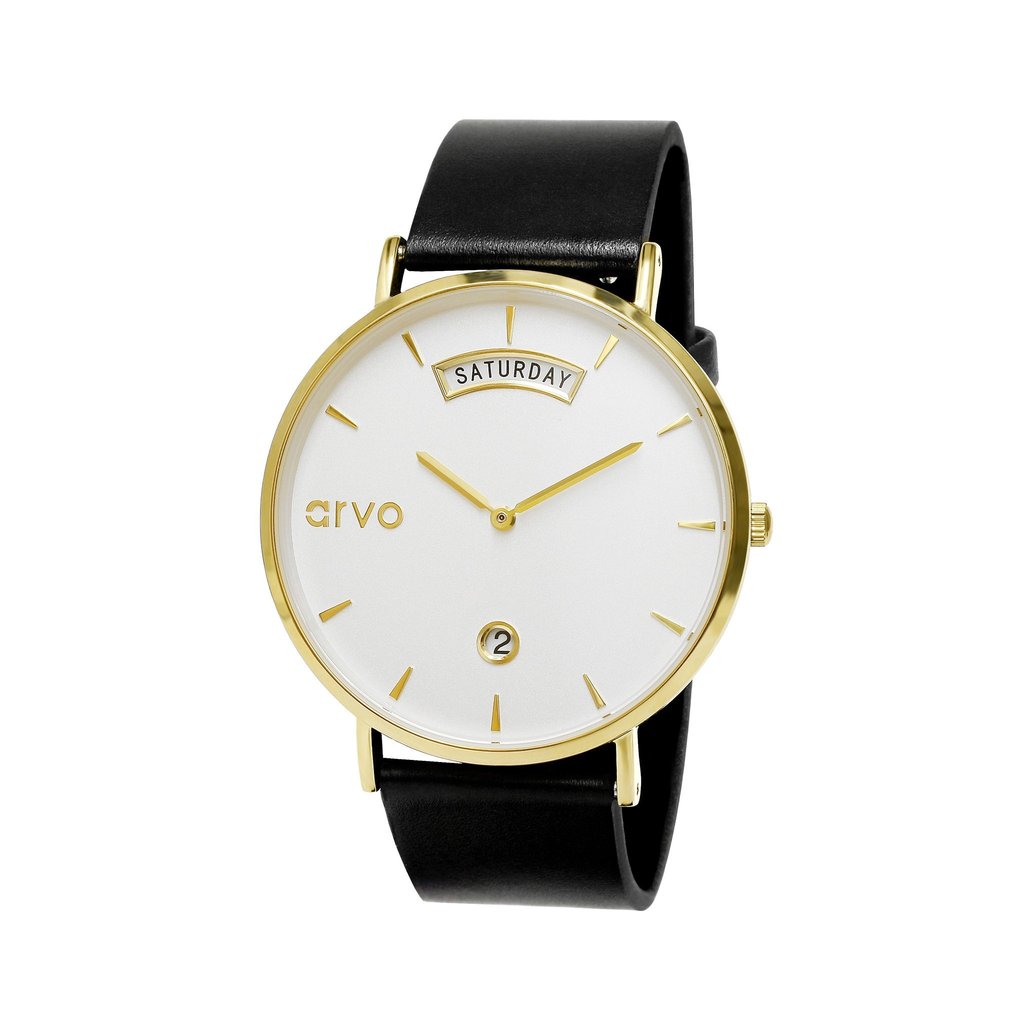 Buy Arvo Awristacrat Watch - Gold - Black Leather Band by Arvo