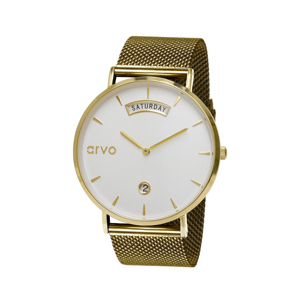 Buy Arvo Awristacrat Watch - Gold - Gold Mesh Band by Arvo