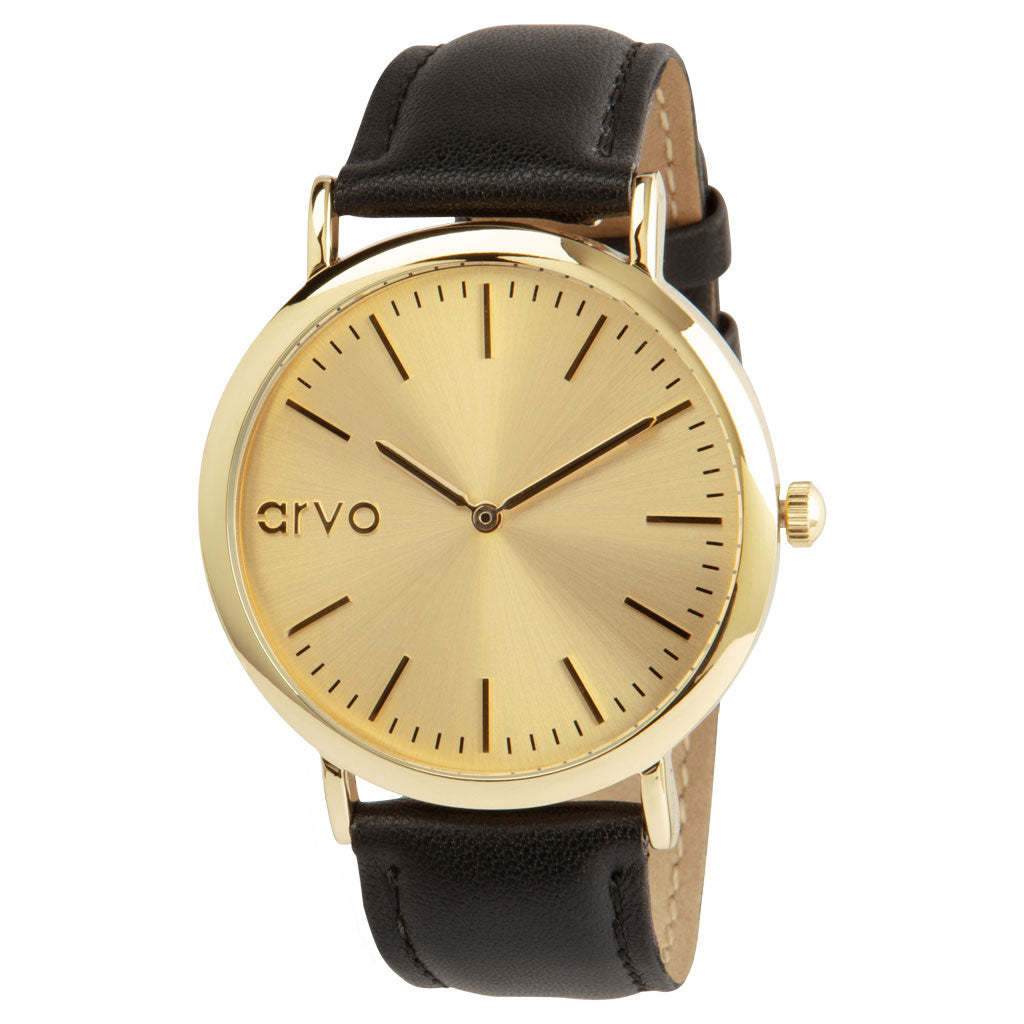 Buy Arvo Gold Time Sawyer Watch - Black Leather by Arvo