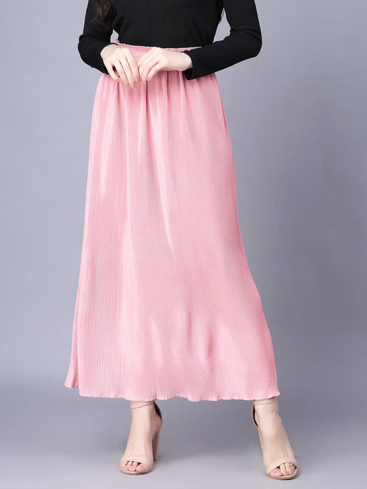 Buy Myshka Chiffon Solid Pink Women Skirt by Distacart