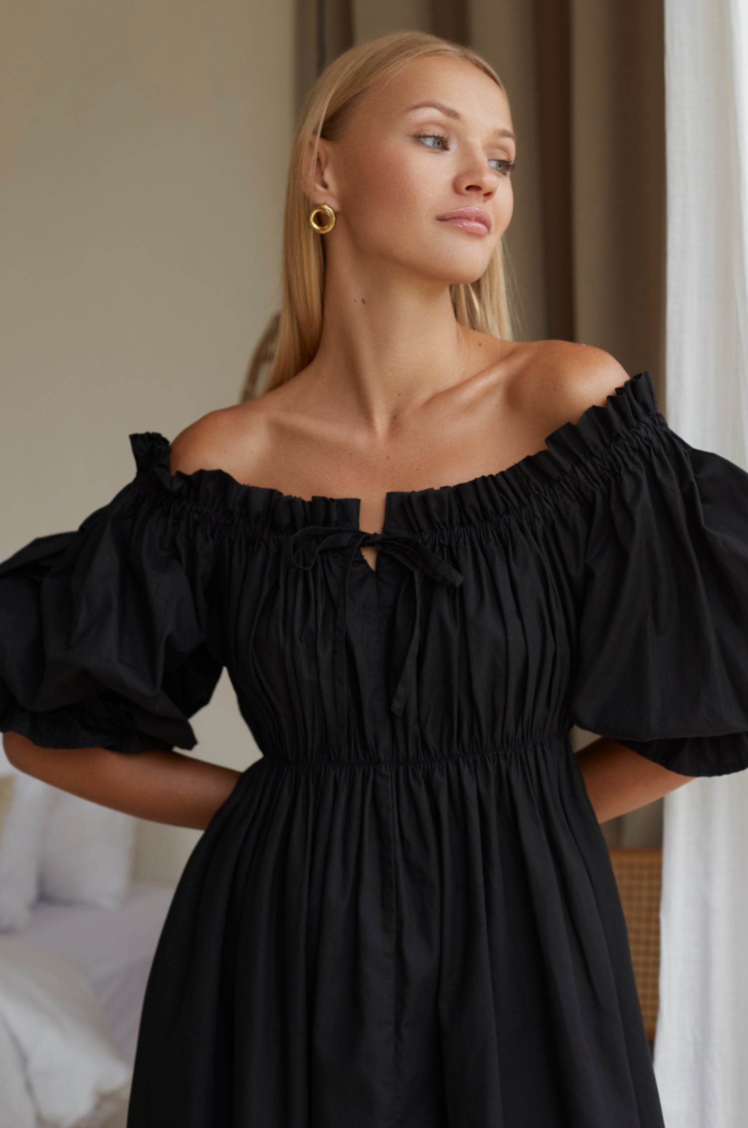 Buy Vacay Off Shoulder Cotton Mini Dress by ELF