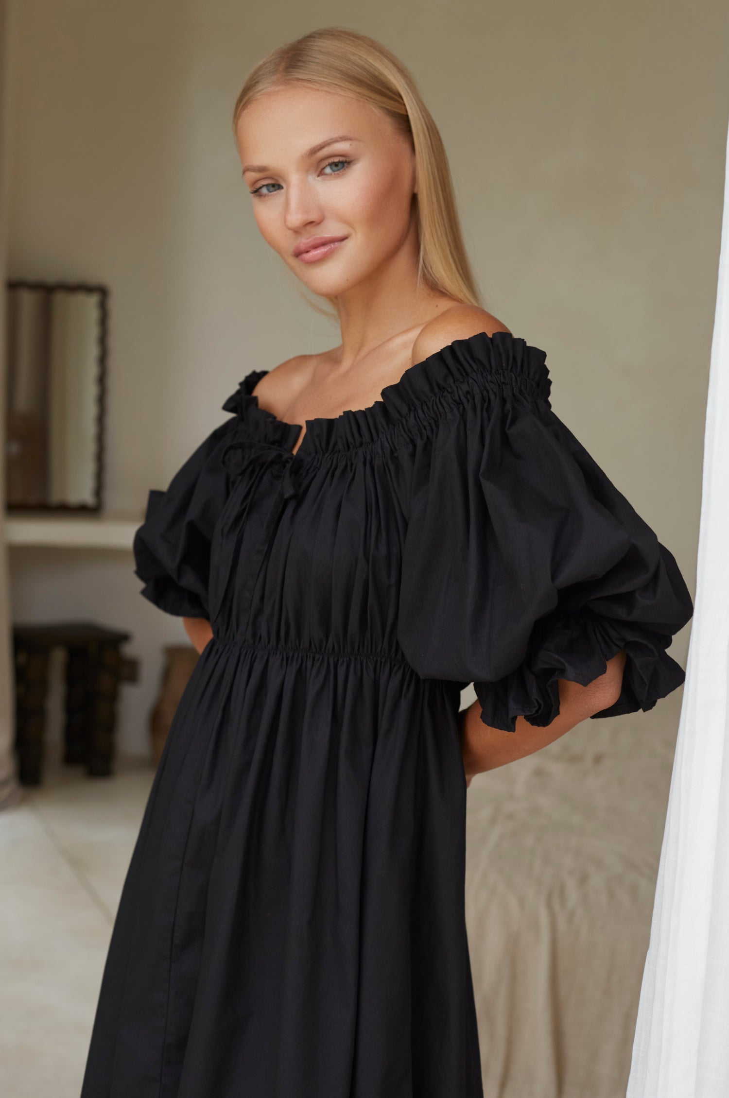 Buy Vacay Off Shoulder Cotton Mini Dress by ELF