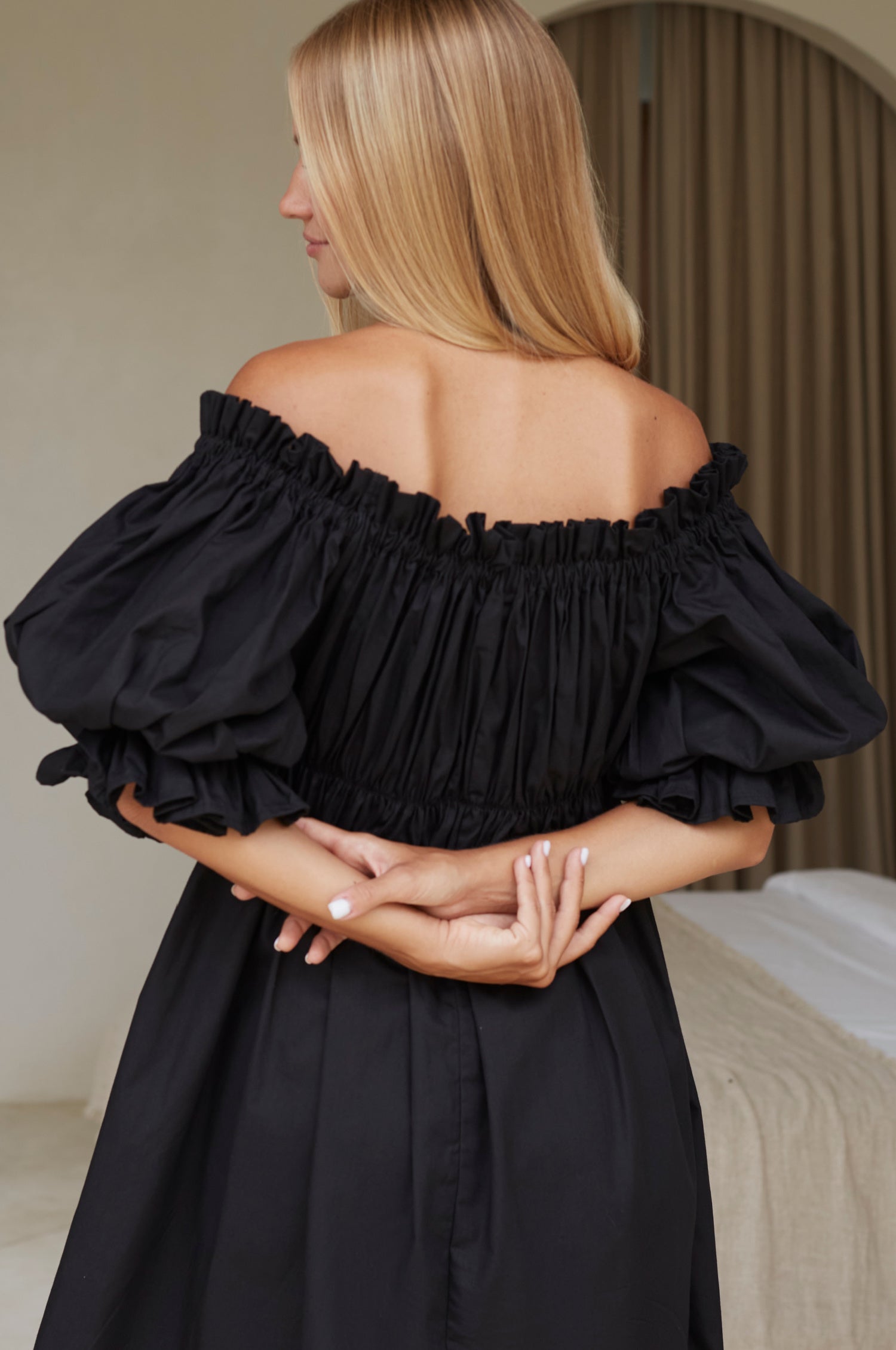 Buy Vacay Off Shoulder Cotton Mini Dress by ELF