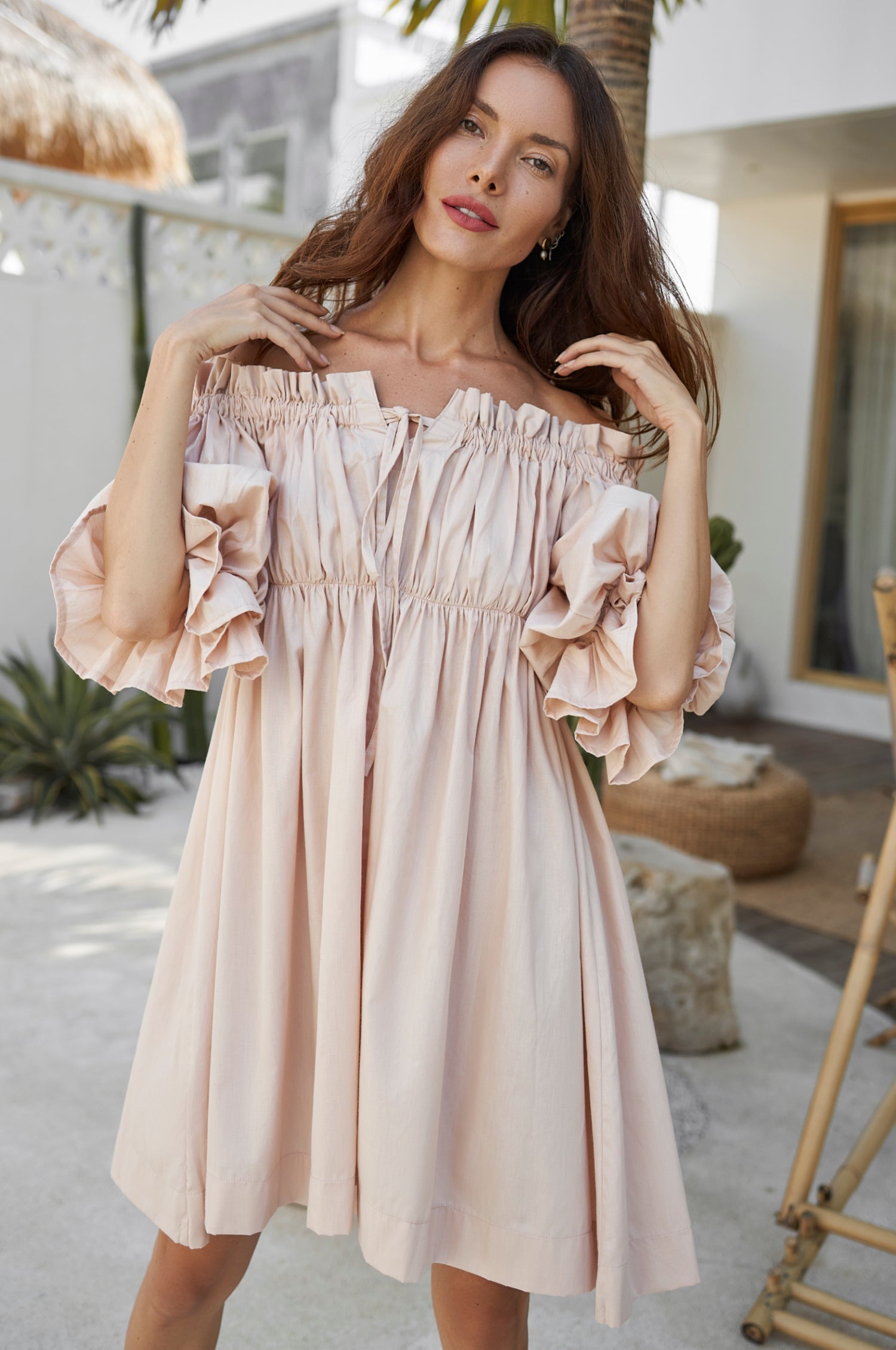 Buy Vacay Off Shoulder Cotton Mini Dress by ELF