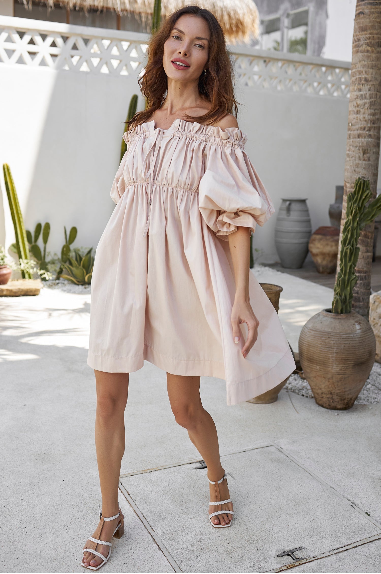 Buy Vacay Off Shoulder Cotton Mini Dress by ELF