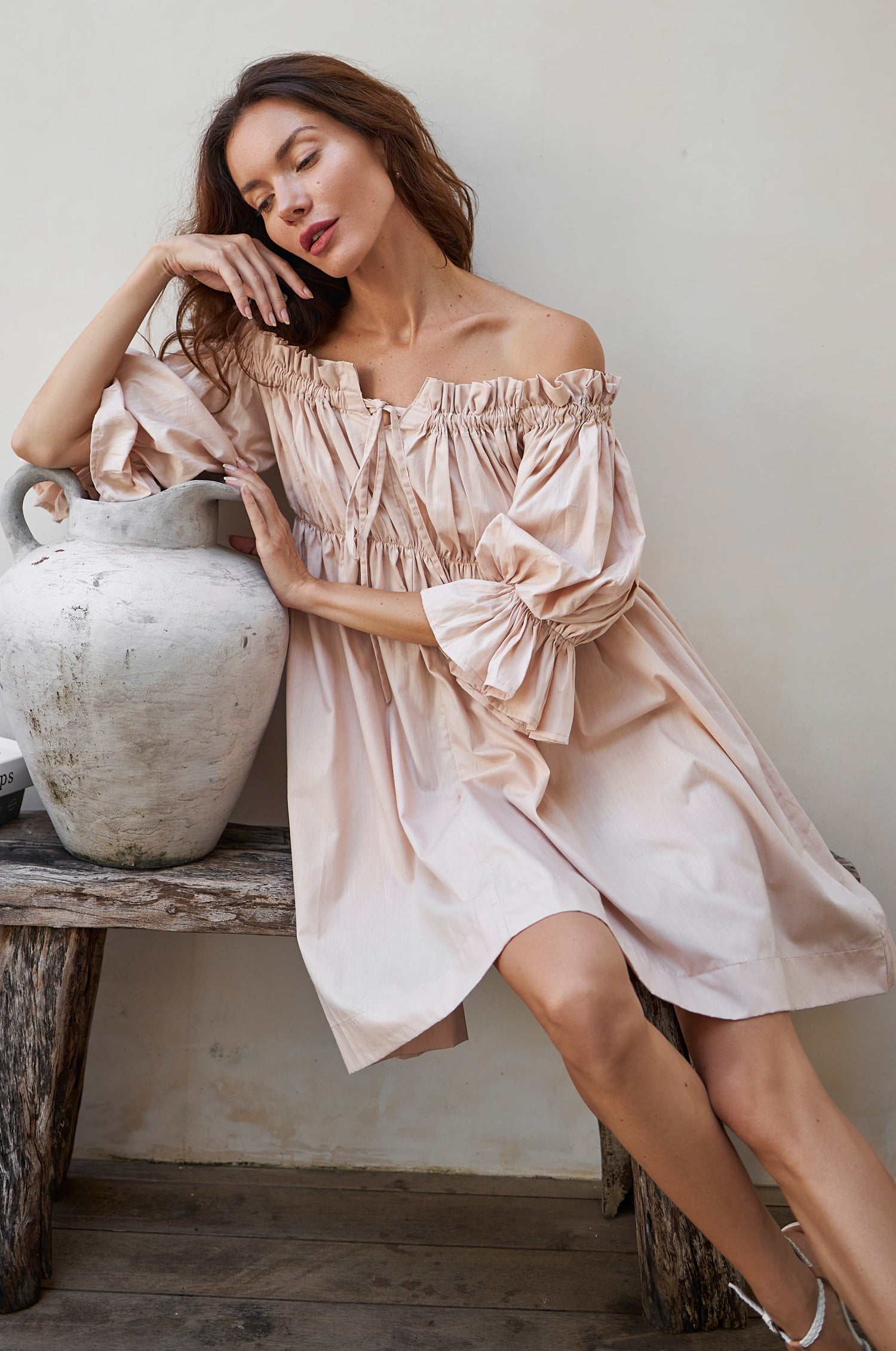 Buy Vacay Off Shoulder Cotton Mini Dress by ELF