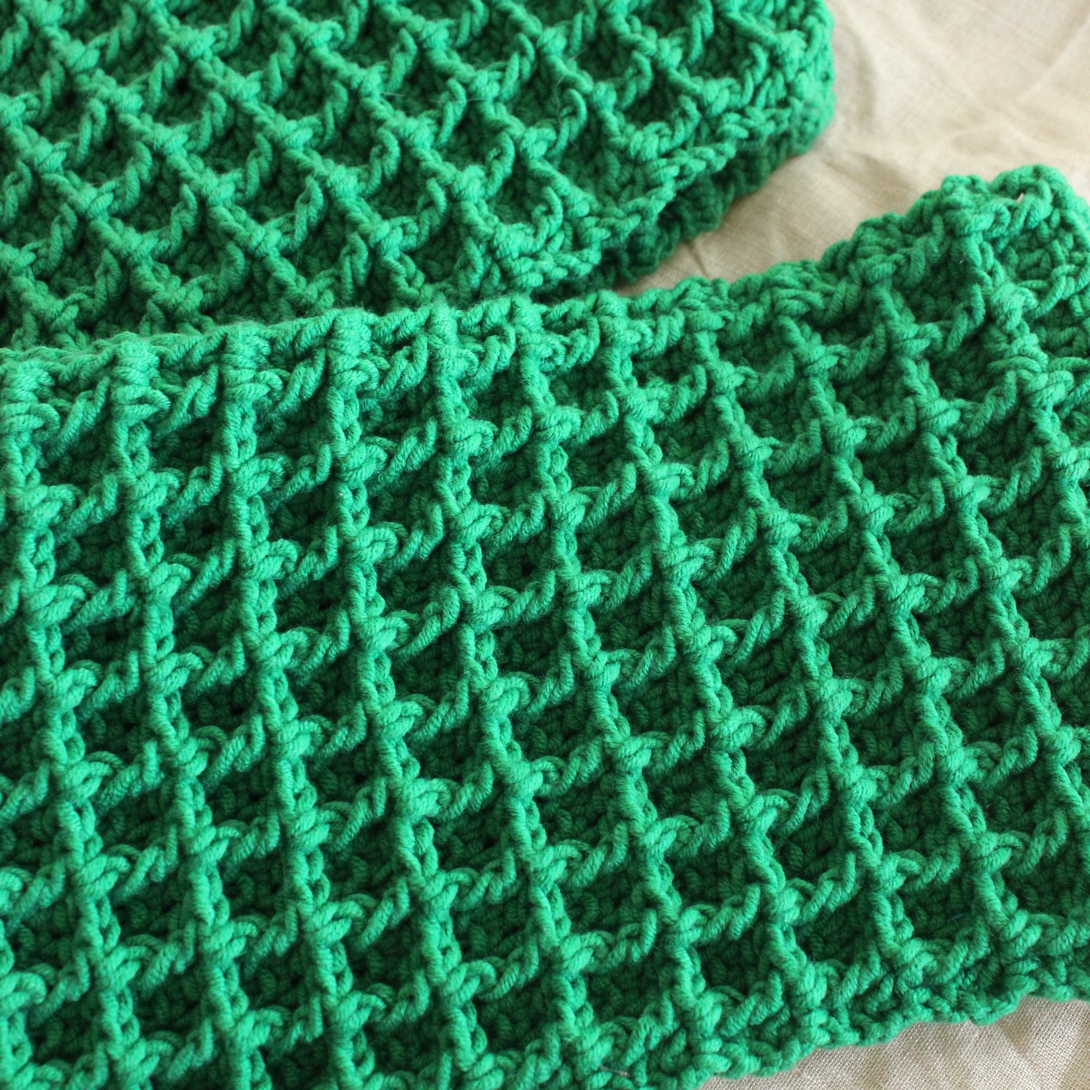 Buy Waffle Crochet Scarf in Green by BrunnaCo by BrunnaCo