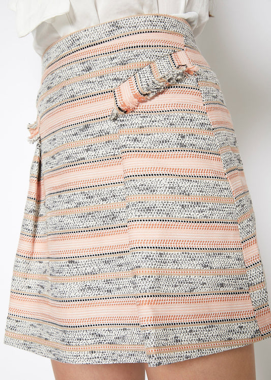 Buy Pink Striped Tweed Mini Skirt by Shop at Konus