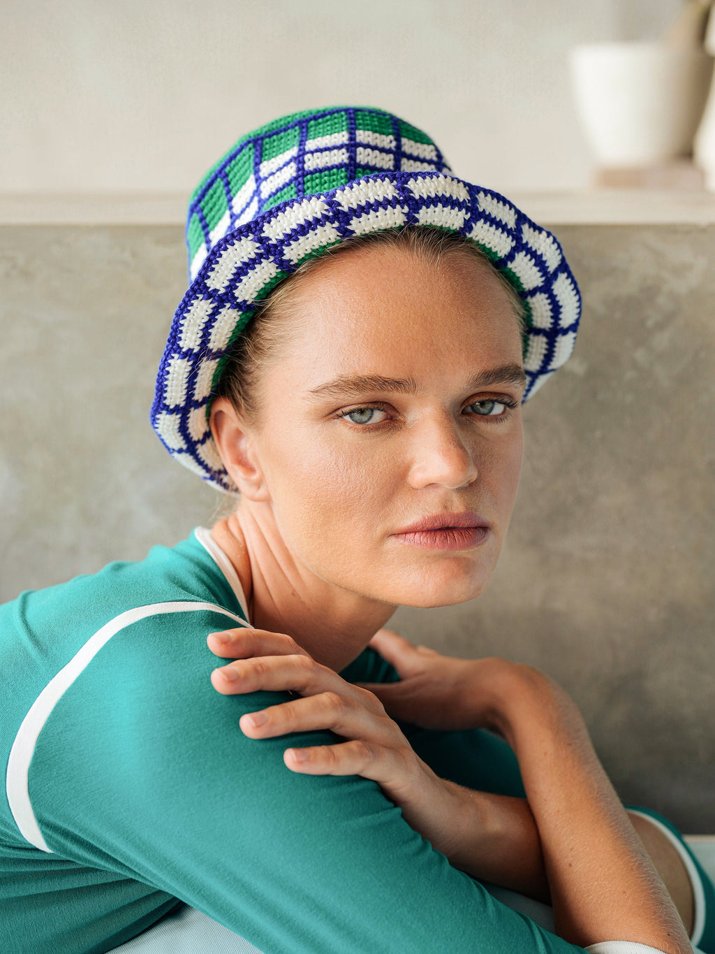 Buy WIMBLEDON Plaid Crochet Hat by BrunnaCo