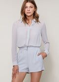 Buy Women's Pleated Button Up Romper In Slate by Shop at Konus
