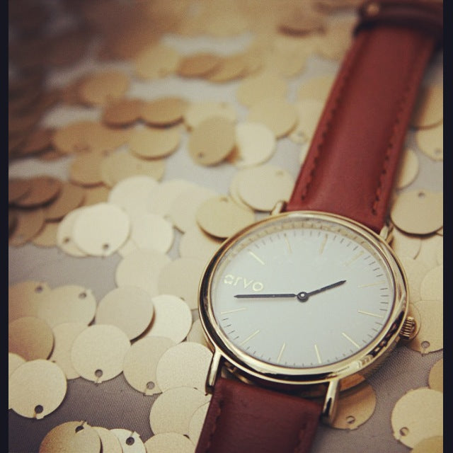 Buy Arvo White Time Sawyer Watch - Gold - Brown Leather by Arvo
