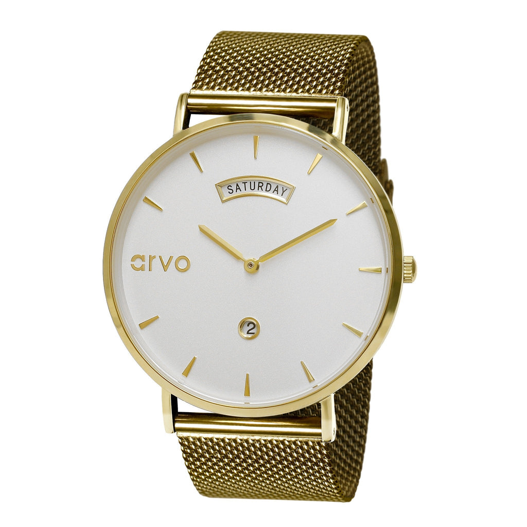 Buy Arvo Awristacrat Watch - Gold - Gold Mesh Band by Arvo