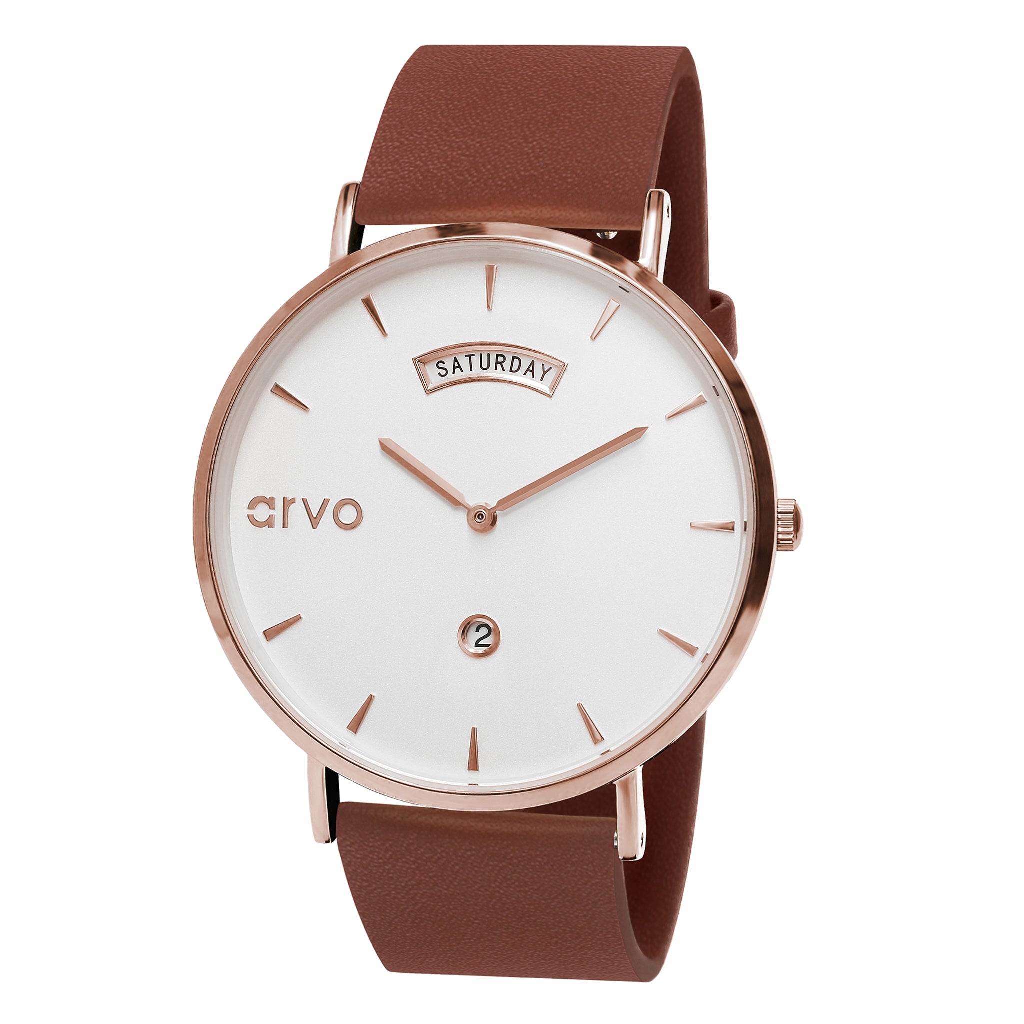 Buy Arvo Awristacrat Watch - Rose - Mahogany Leather by Arvo