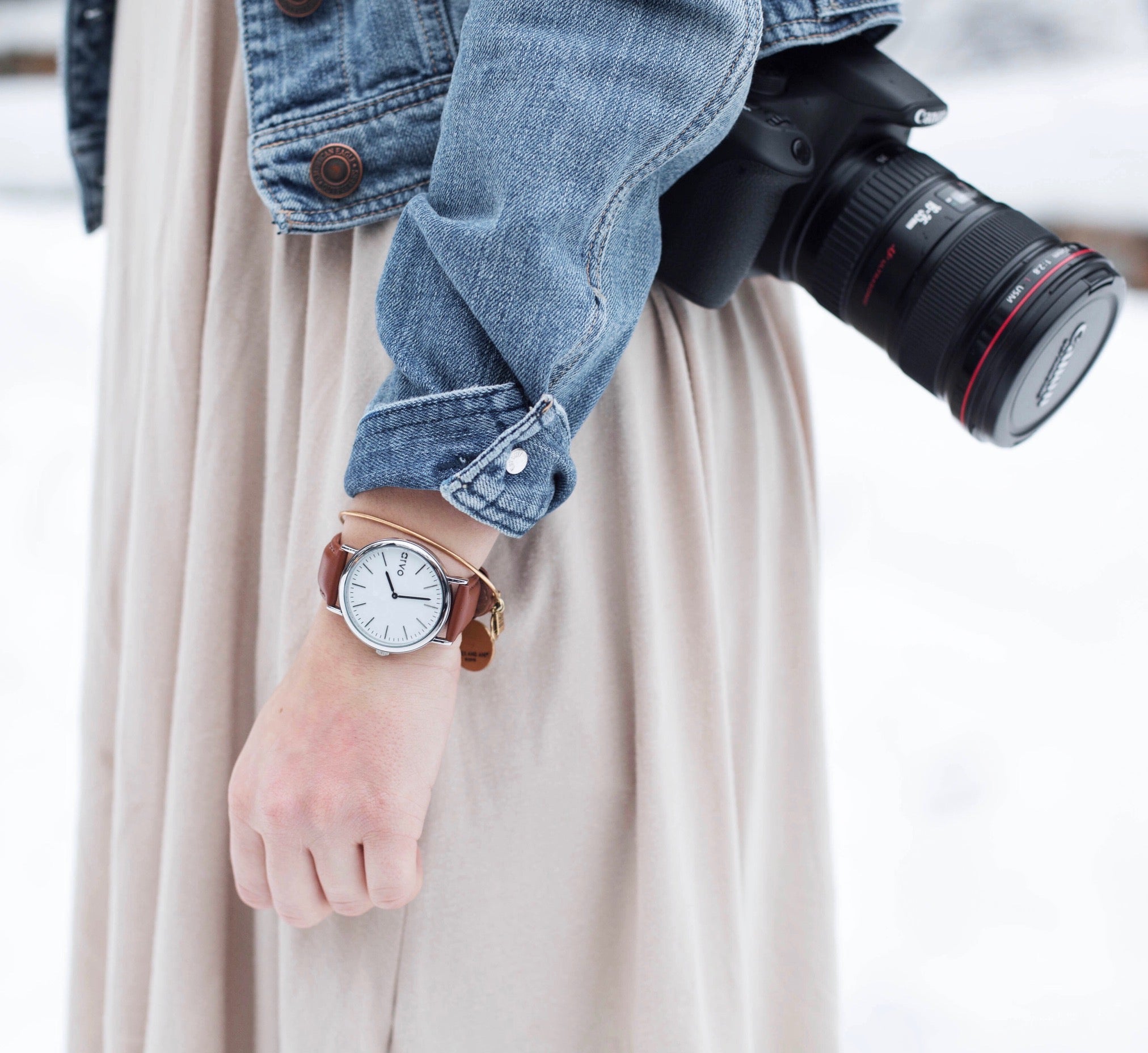 Buy Arvo White Time Sawyer Watch - Silver - Brown Leather by Arvo