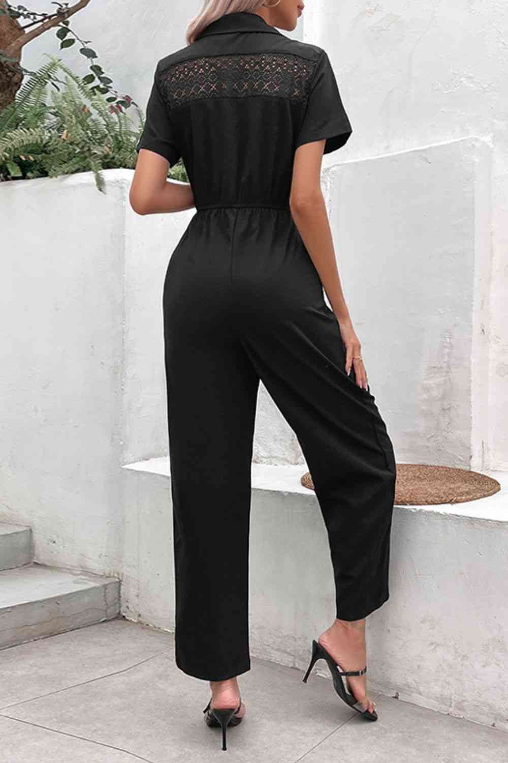 Buy Collared Neck Short Sleeve Jumpsuit by Hundredth
