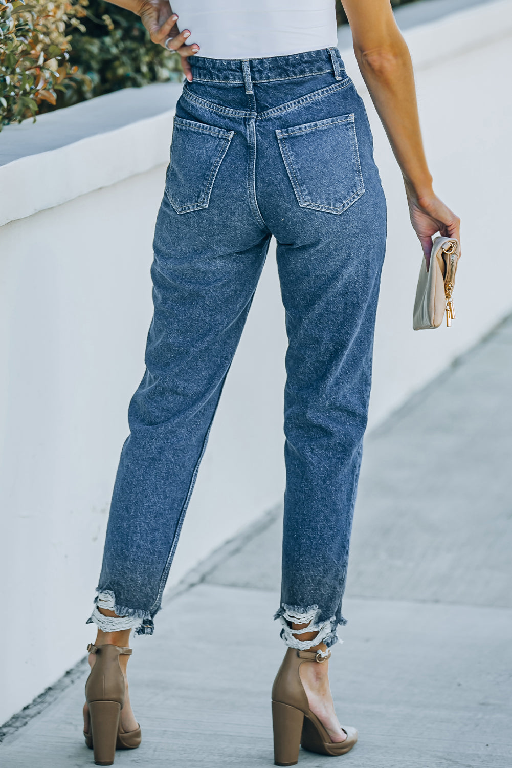 Buy Ripped Ankle Straight Jeans with Pockets by Faz
