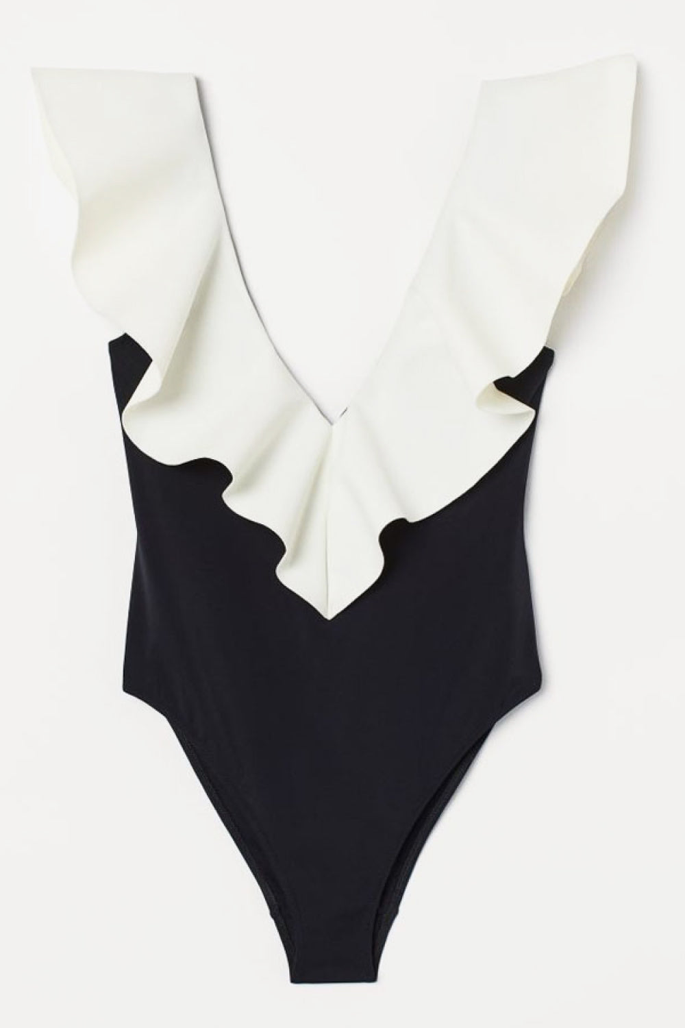 Buy Two-Tone Ruffled Plunge One-Piece Swimsuit by Faz