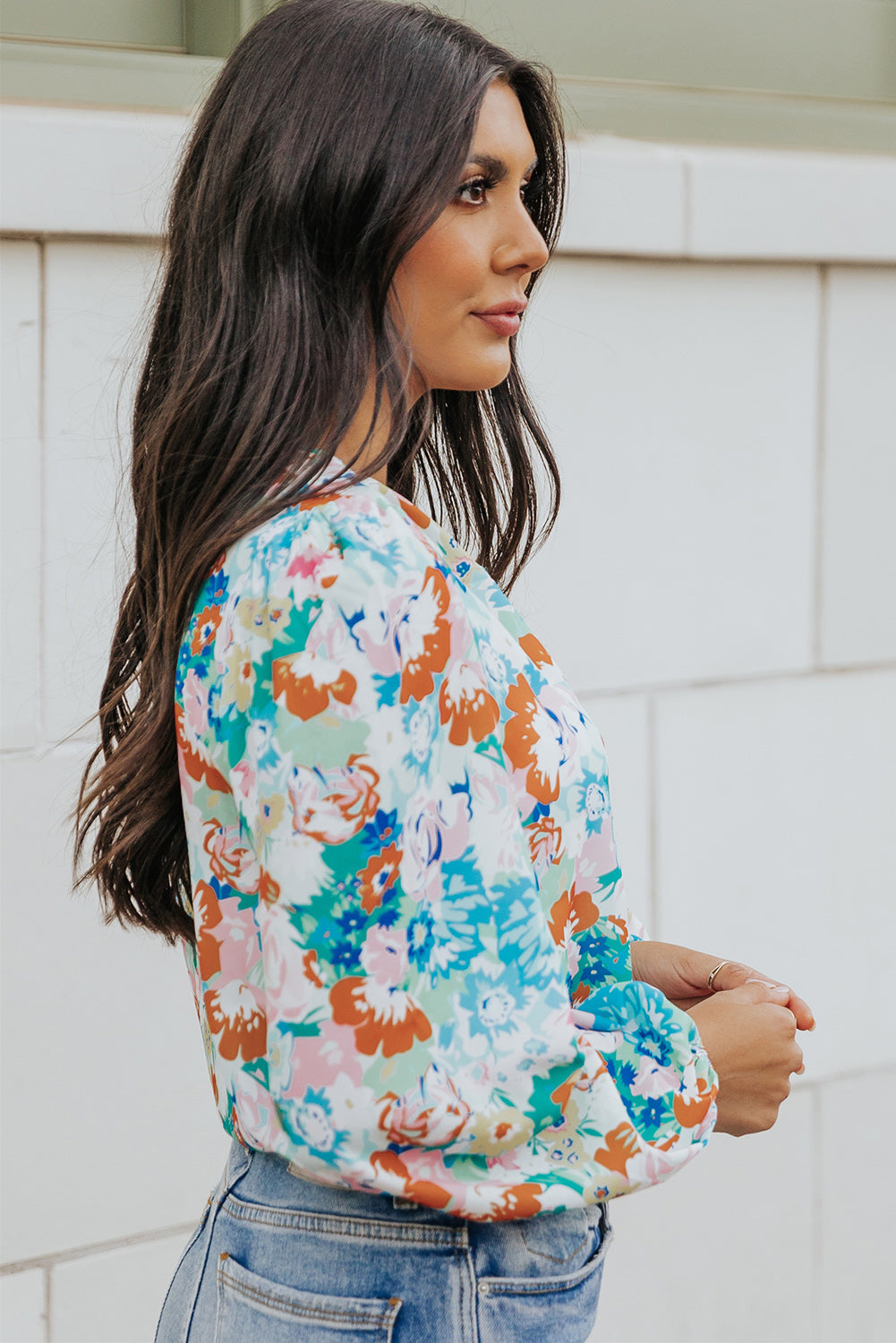 Buy Floral Long Balloon Sleeve Bodysuit by Faz