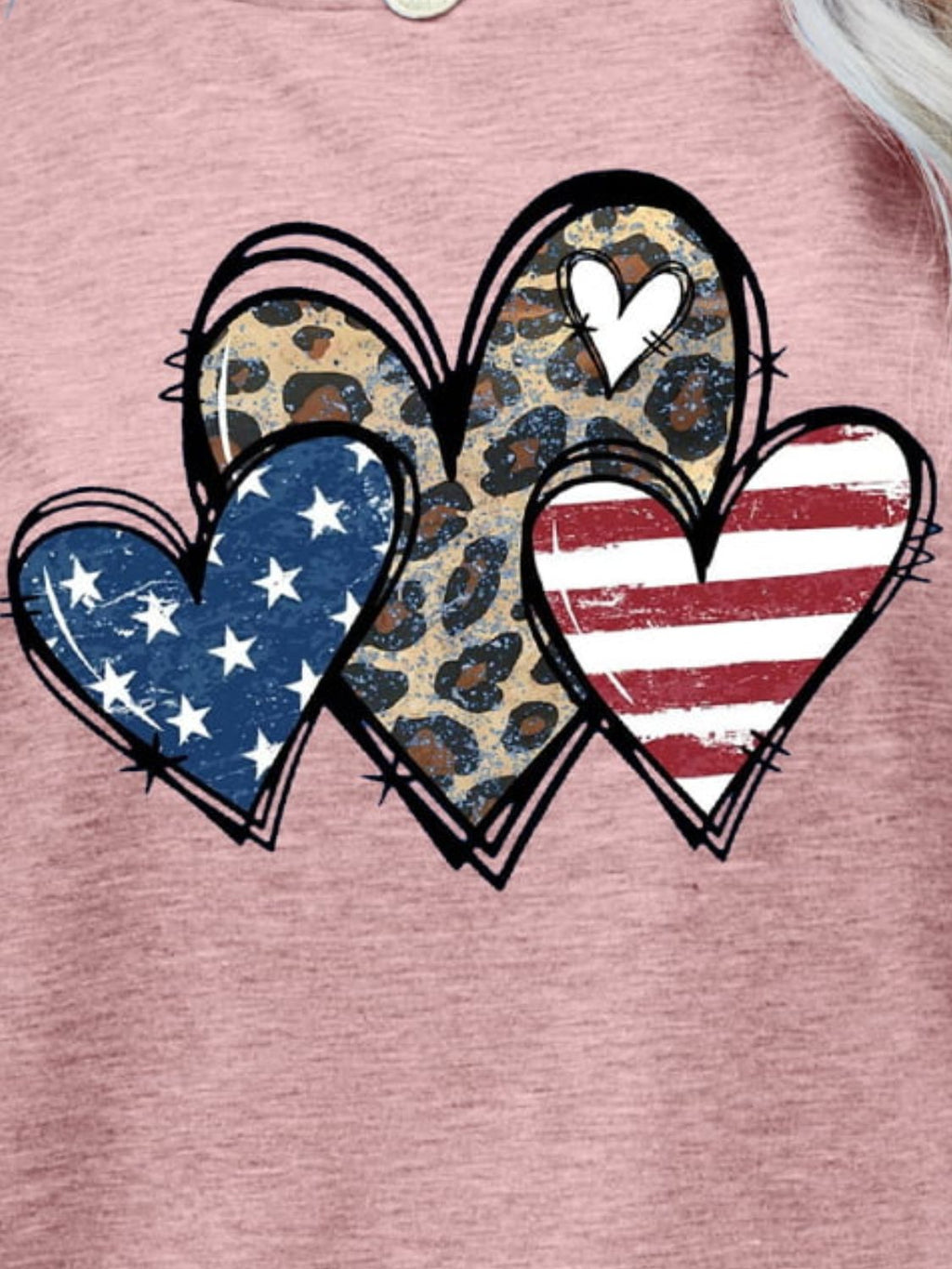 Buy US Flag Leopard Heart Graphic Tee by Faz