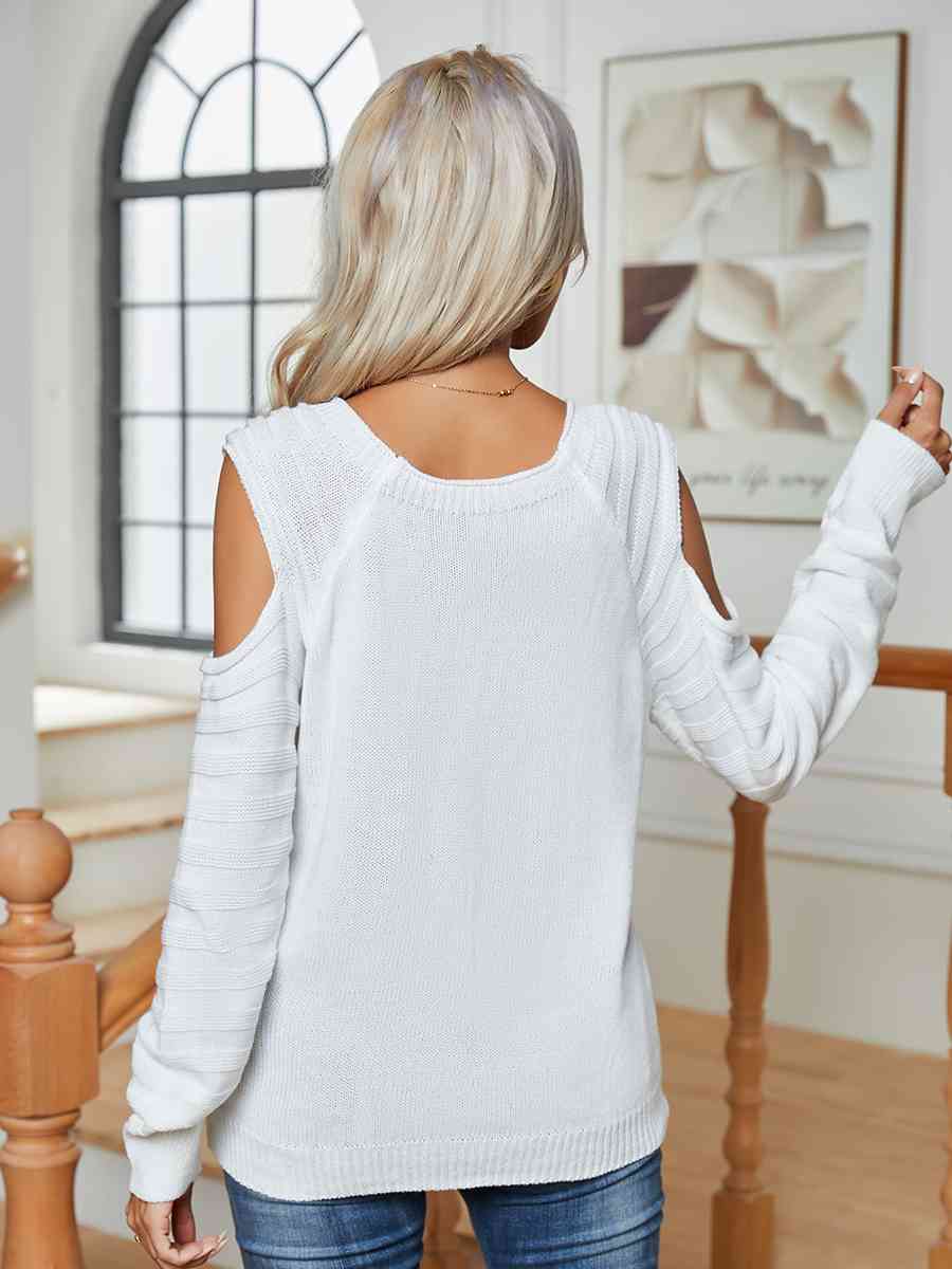 Buy Decorative Button Cold-Shoulder Sweater by B&S