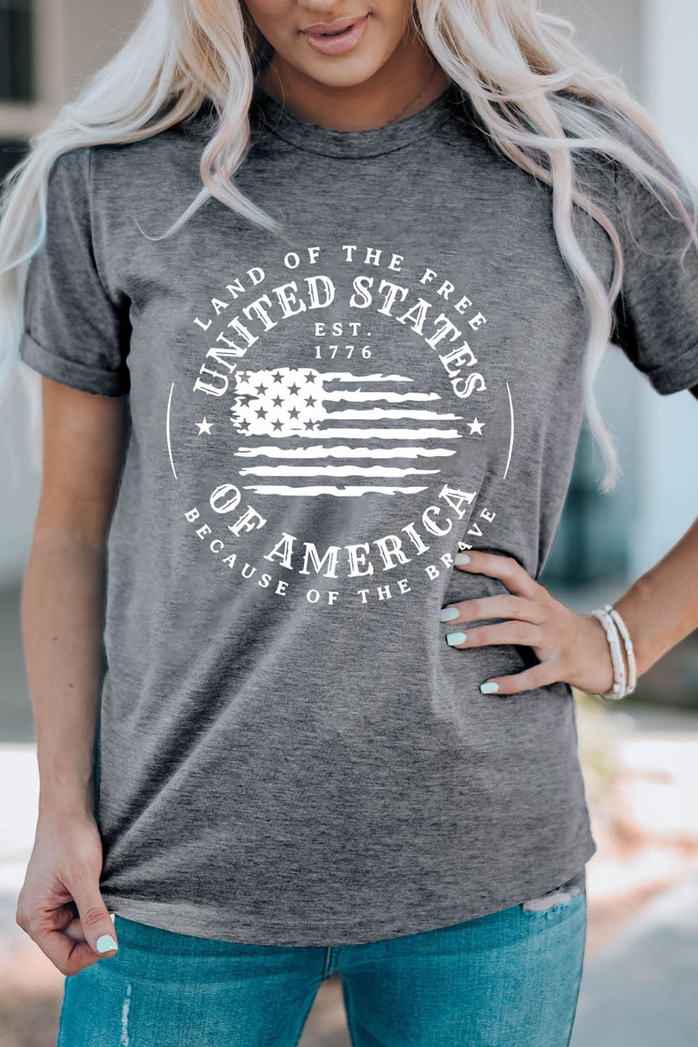 Buy US Flag Graphic Short Sleeve Tee by Faz