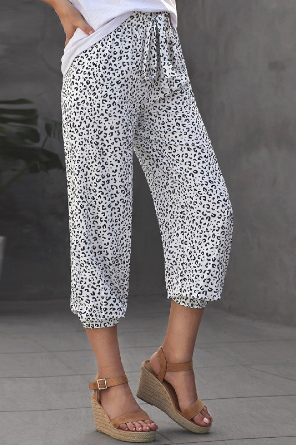 Buy Leopard Tie Waist Drawstring Jogger Pants by Sensual Fashion Boutique