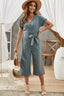 Buy Button Front Belted Cropped Jumpsuit with Pockets by Faz