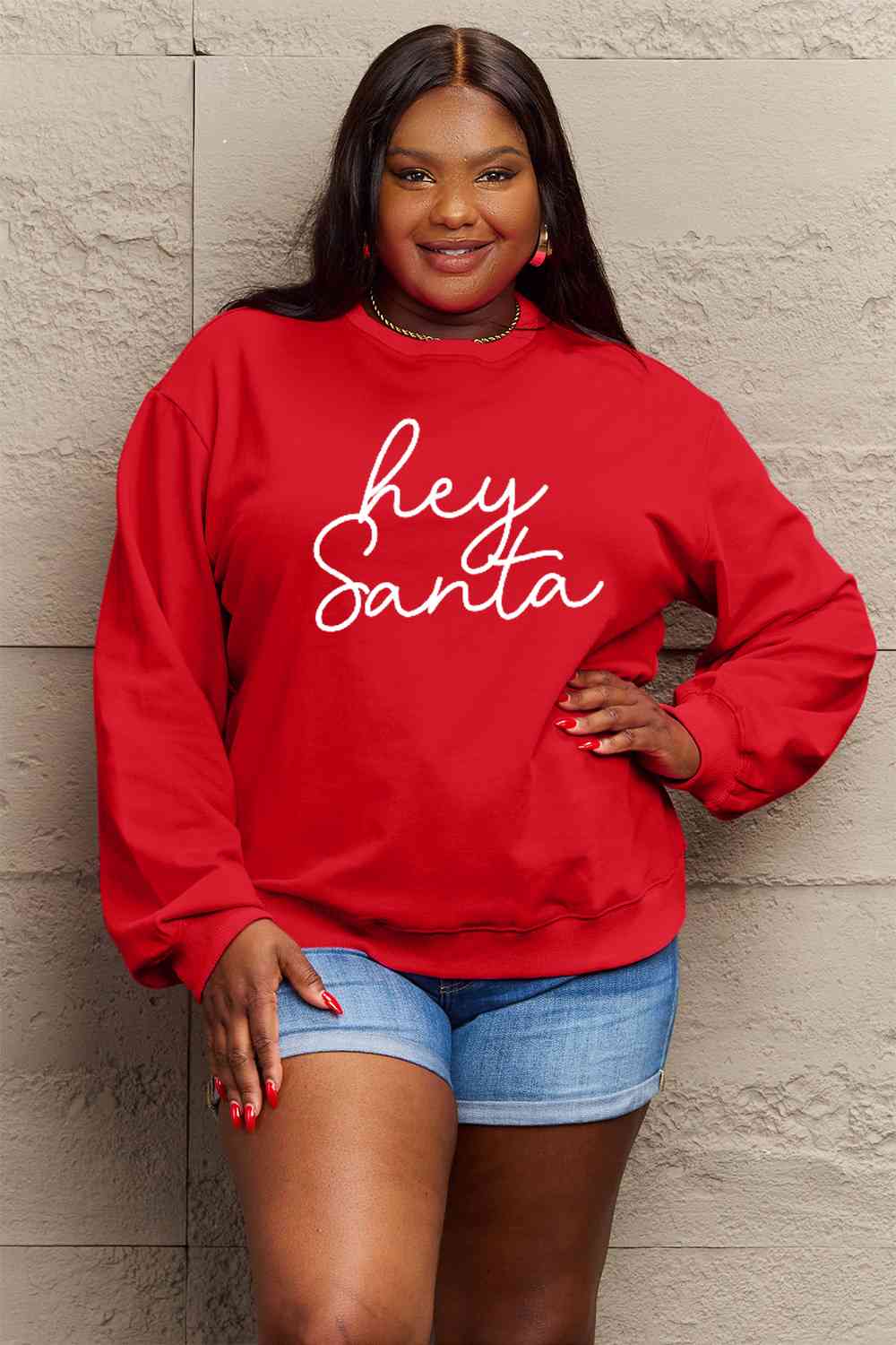 Full Size HEY SANTA Graphic Sweatshirt