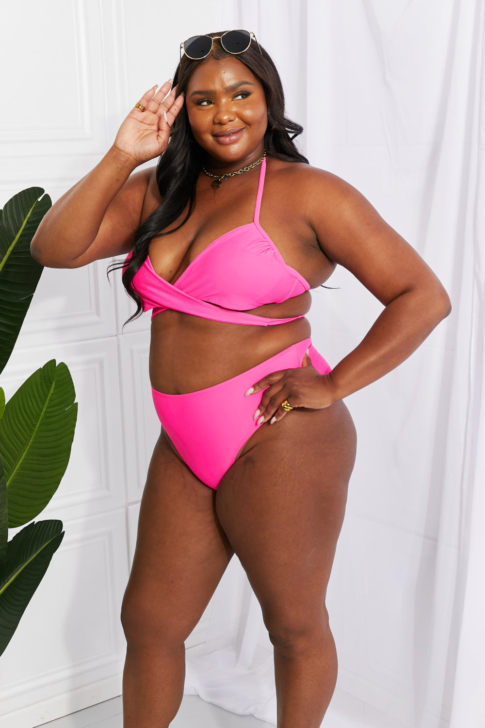 Buy Summer Splash Halter Bikini Set in Pink by Marina West Swim