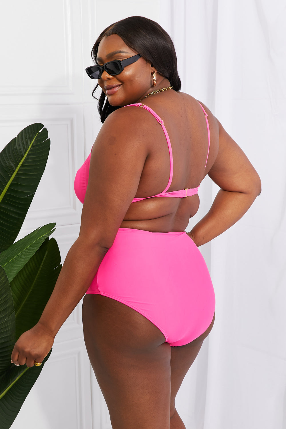 Buy Take A Dip Twist High-Rise Bikini in Pink by Marina West Swim