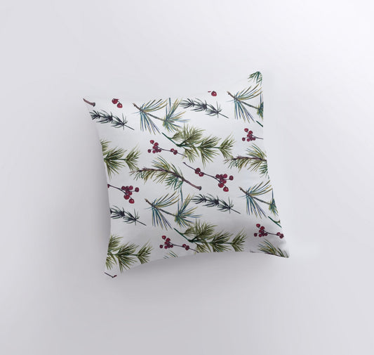 Buy Christmas Holly Berries and Twigs Throw Pillow Cover by UniikPillows