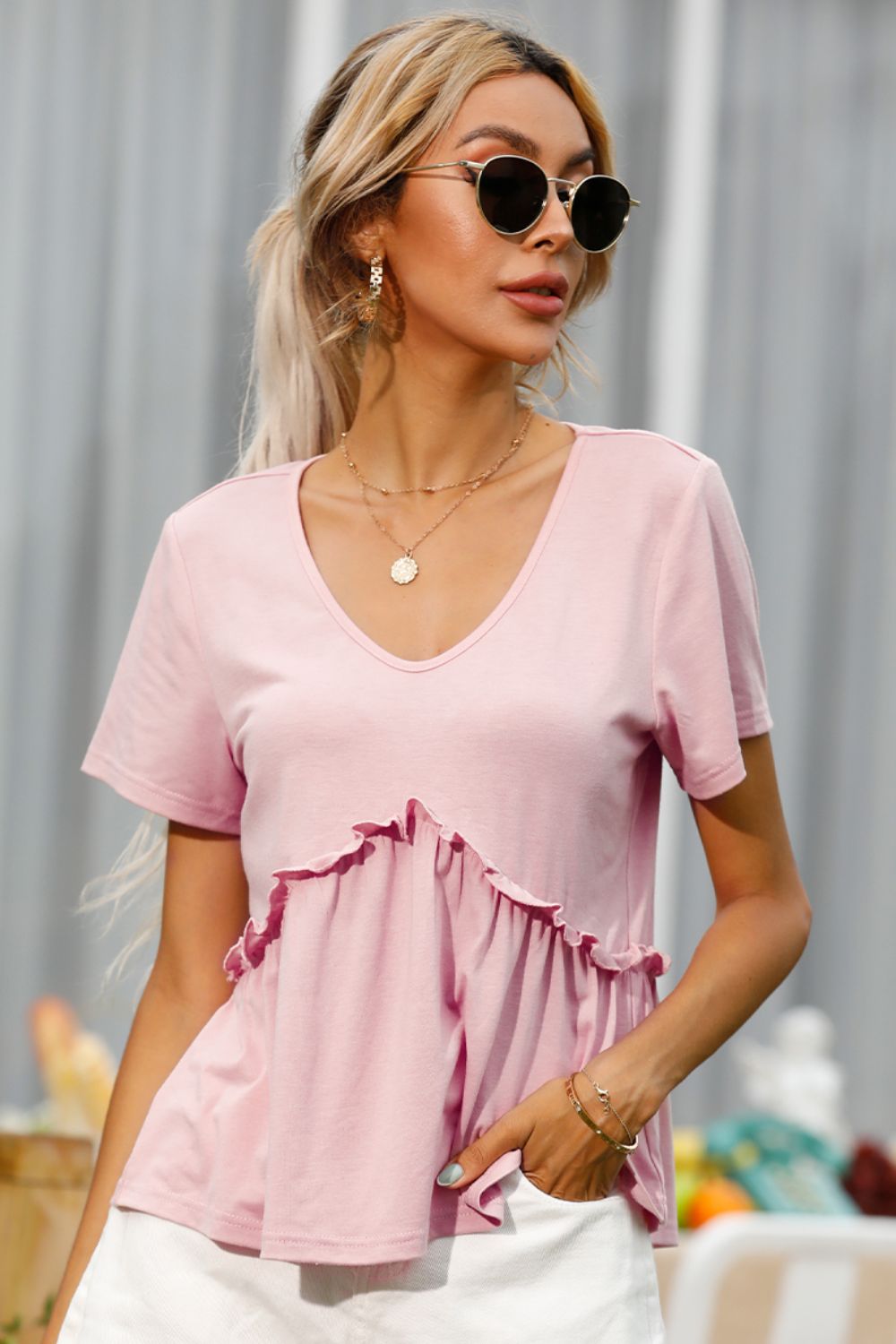 Buy Frill Trim Short Sleeve Tee by Faz
