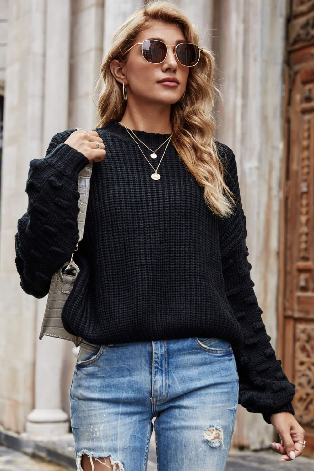 Buy Weekend Style Rib-Knit Dropped Shoulder Sweater by Faz