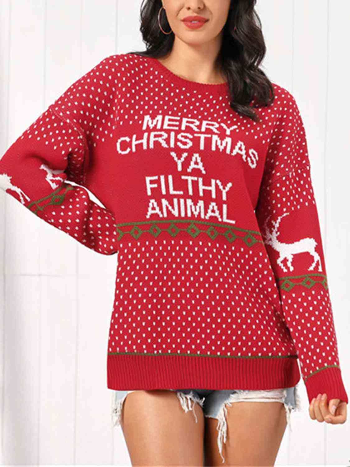 Buy Christmas Element Round Neck Sweater by Faz