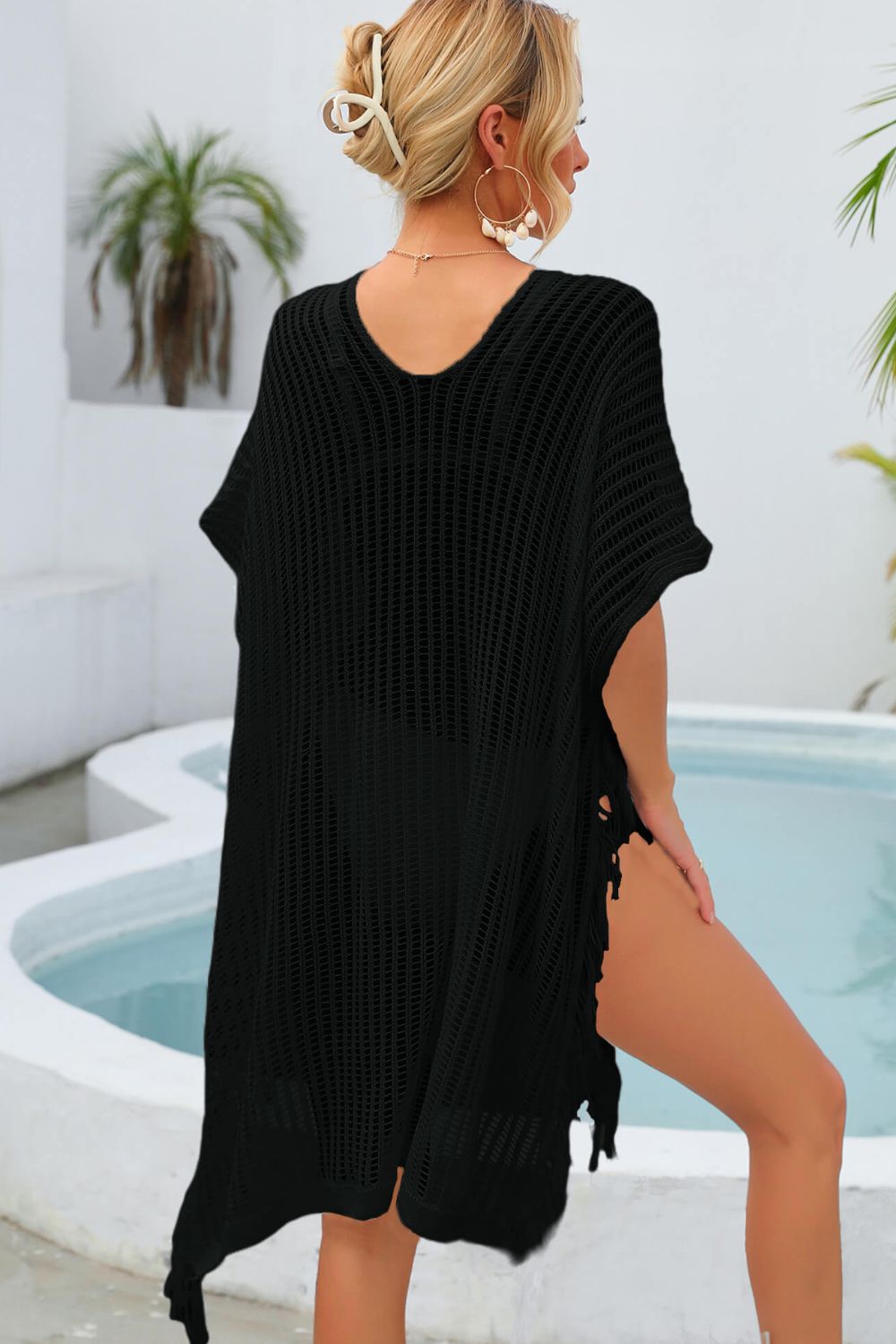 Buy Fringe Trim Openwork Cover Up by Faz