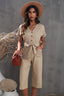 Buy Button Front Belted Cropped Jumpsuit with Pockets by Faz