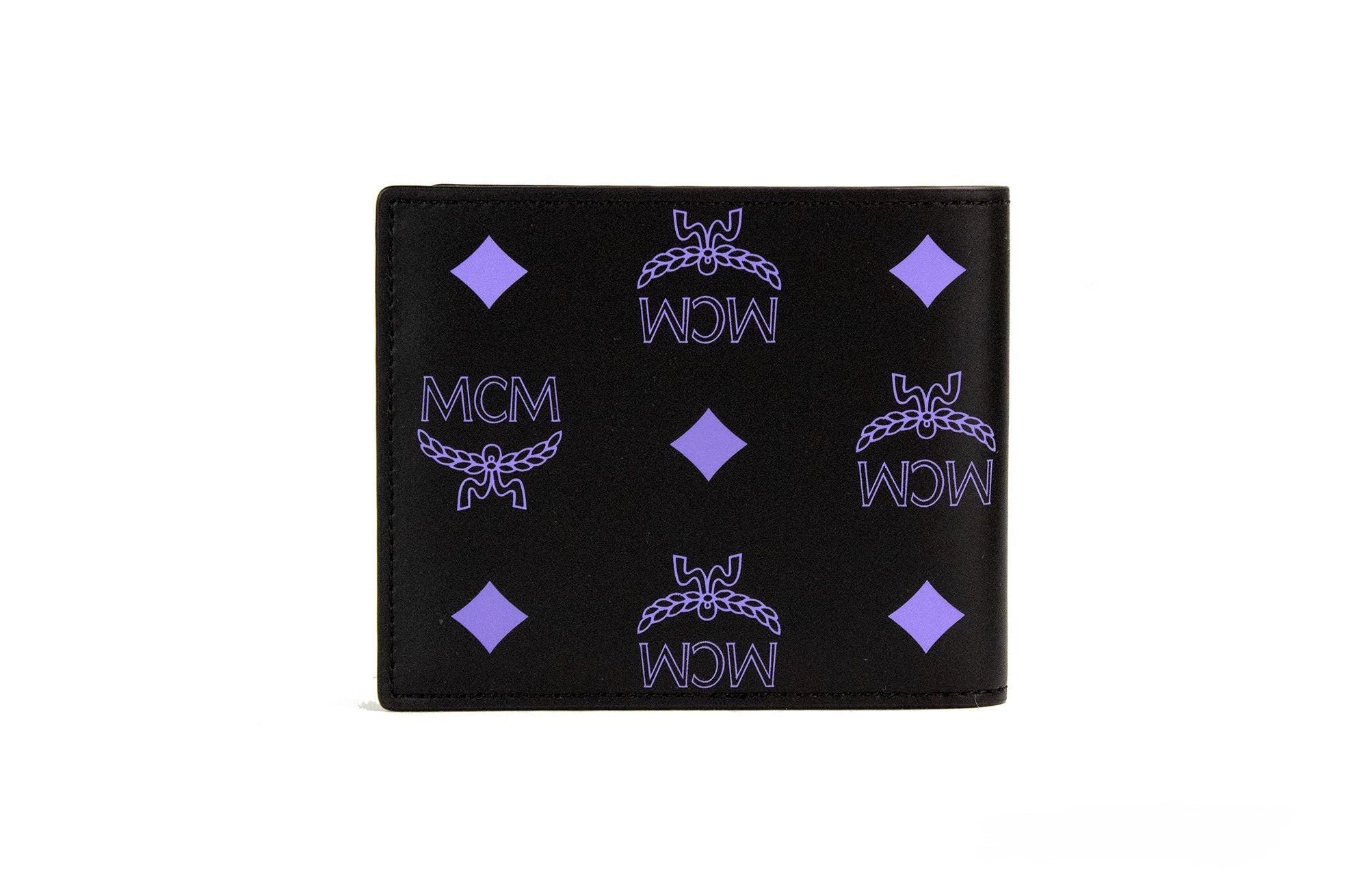 Small Black Dahlia Purple Smooth Visetos Monogram Logo Leather Bifold Wallet