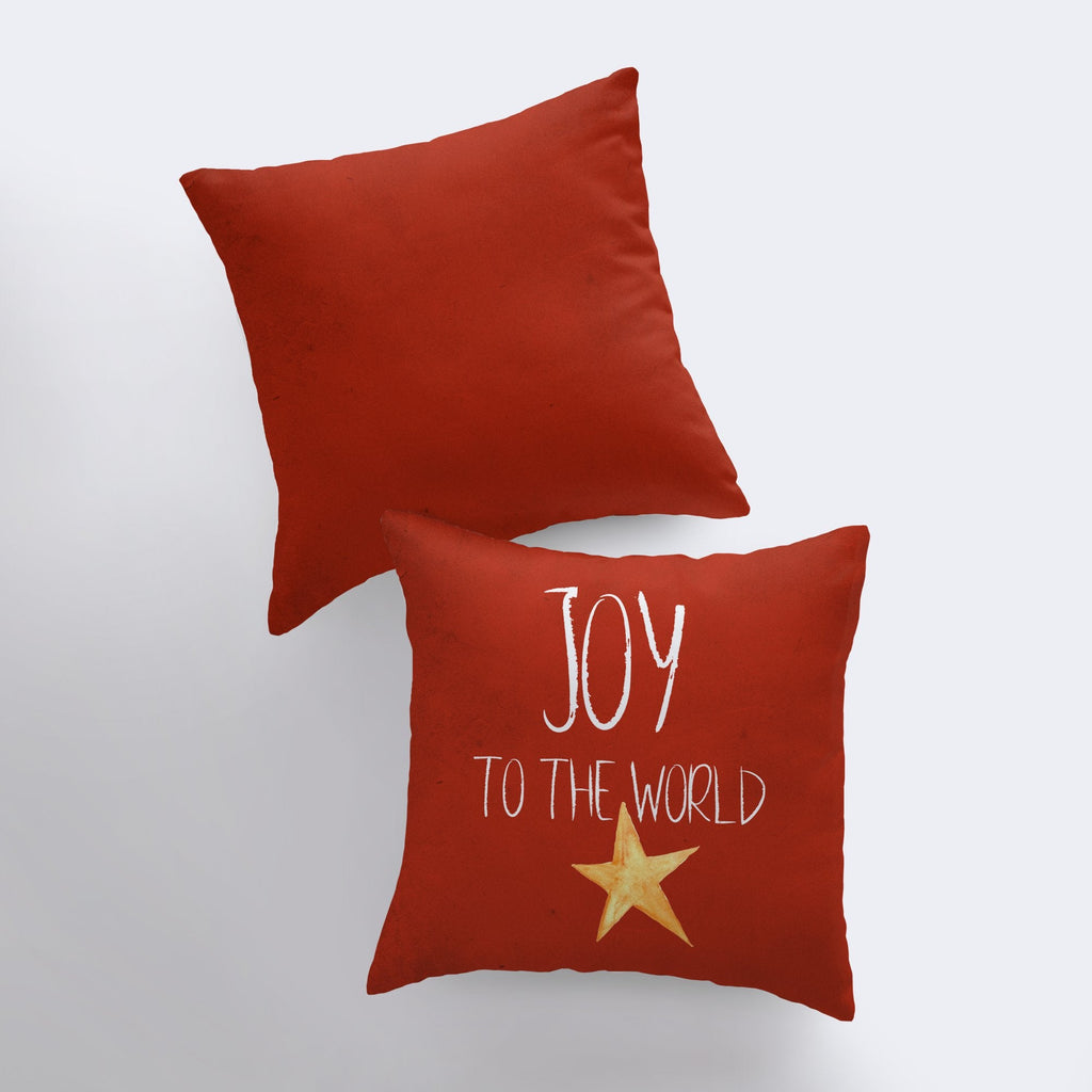 Buy Joy to the World Red Throw Pillow Cover by UniikPillows