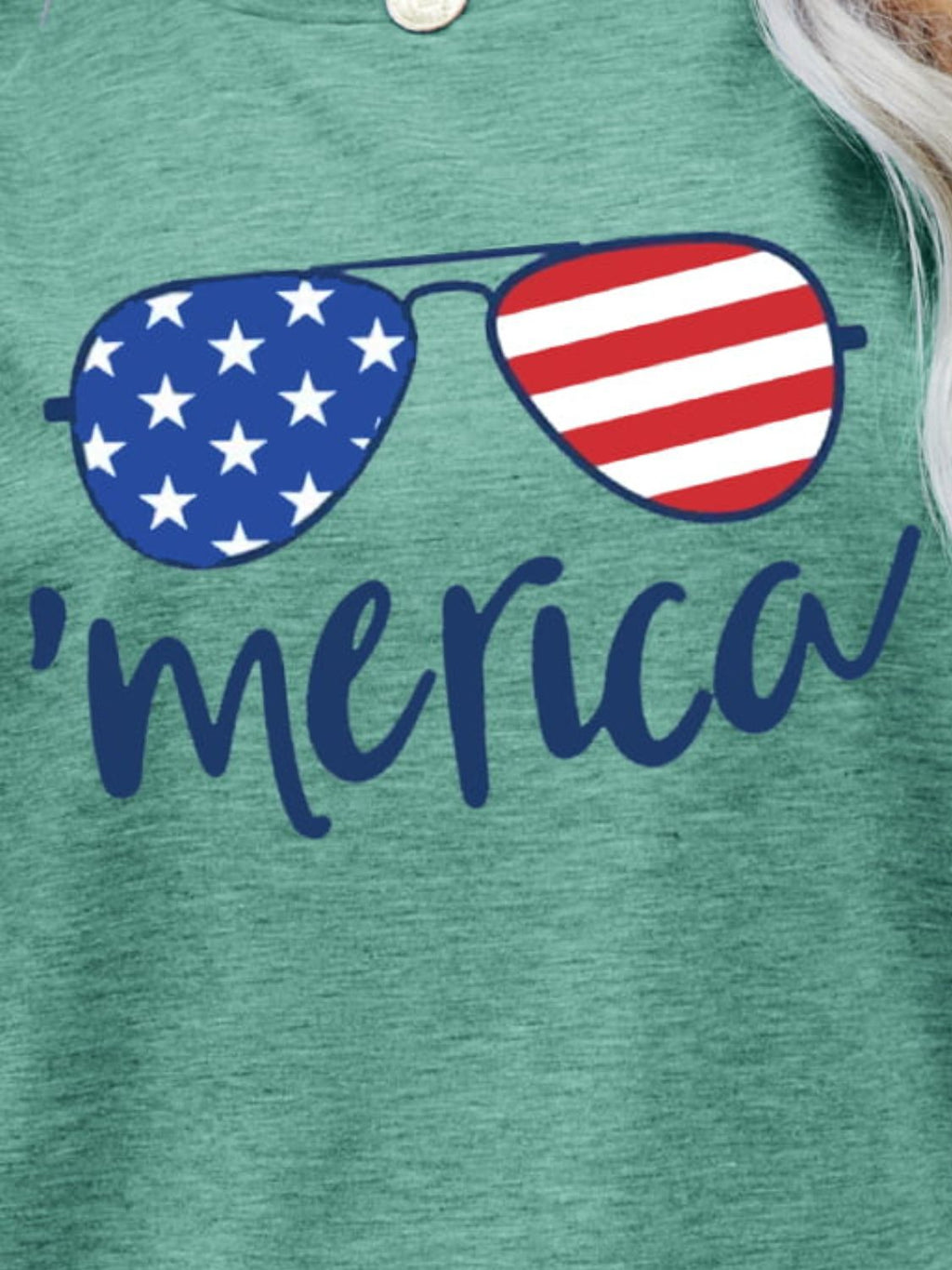 Buy US Flag Glasses Graphic Tee by Faz