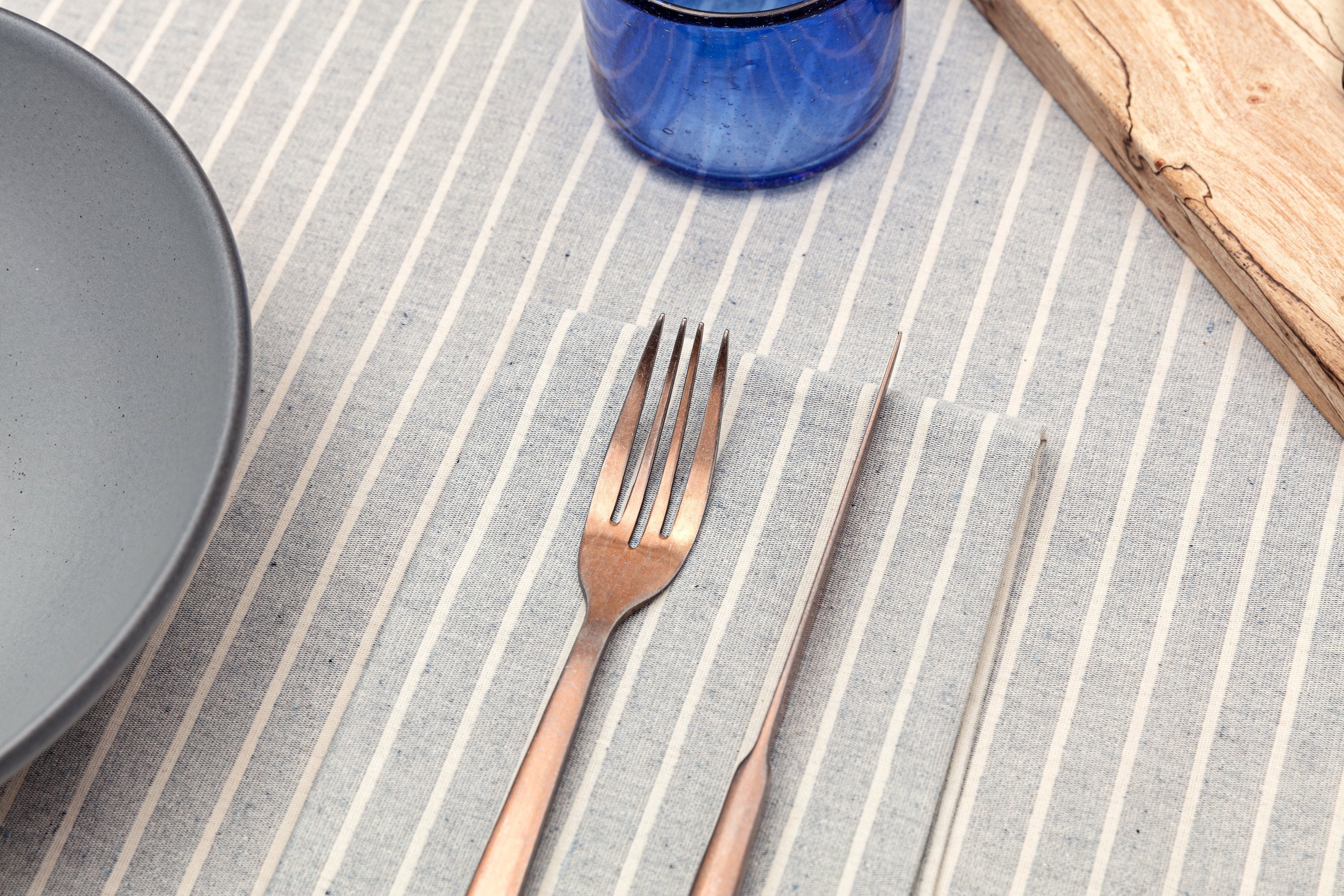 Buy Grey Striped Tablecloth by MEEMA