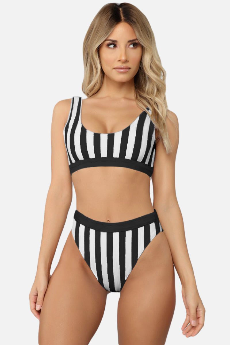 Buy Striped Tank High Waist Bikini by Faz