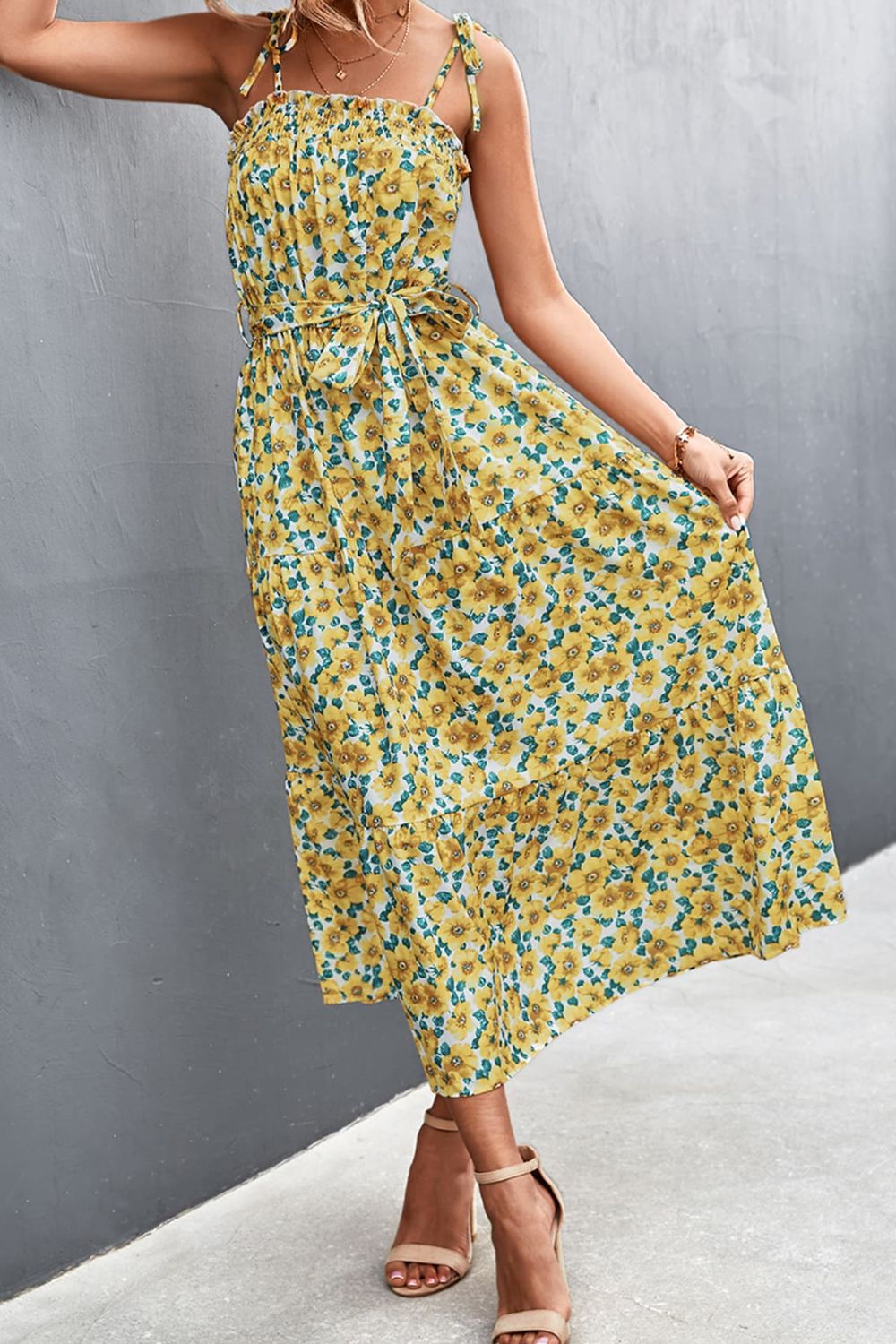 Buy Floral Tie-Shoulder Belted Dress by YO