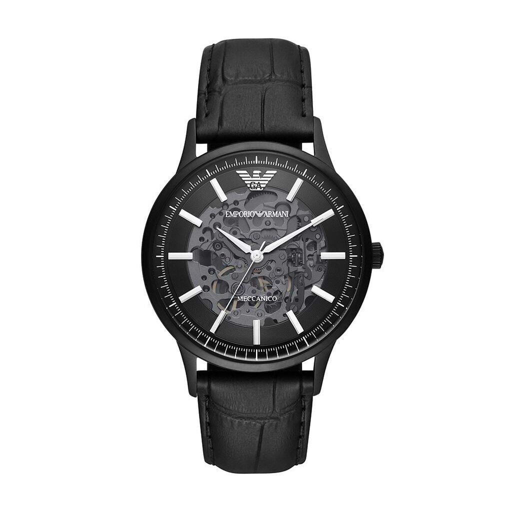 Black Leather Automatic Watch