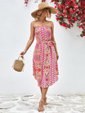 Buy Printed Strapless Tie Belt Dress by YO