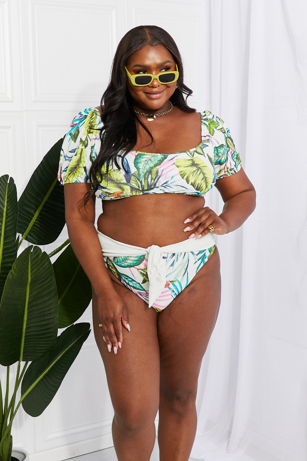 Buy Vacay Ready Puff Sleeve Bikini in Floral by Marina West Swim