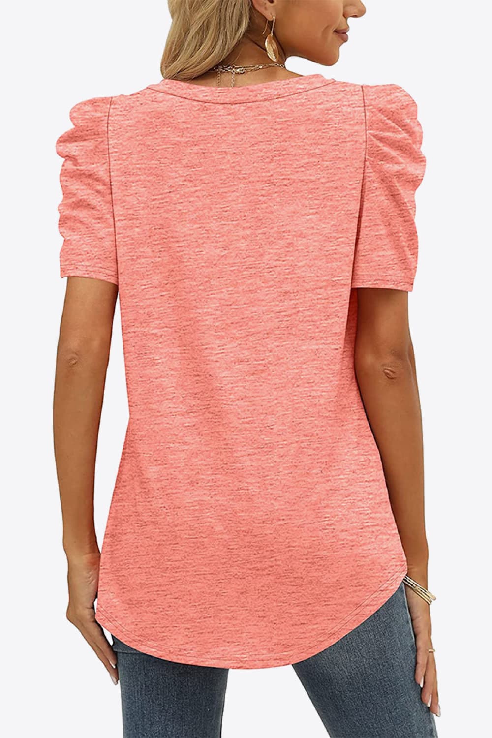 Buy V-Neck Puff Sleeve Tee by Faz