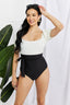 Buy Salty Air Puff Sleeve One-Piece in Cream/Black by Marina West Swim