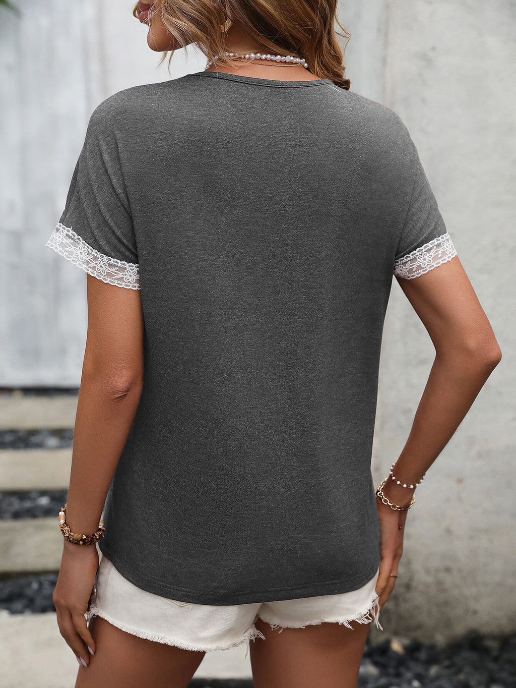 Buy Contrast Round Neck Short Sleeve Tee by Faz