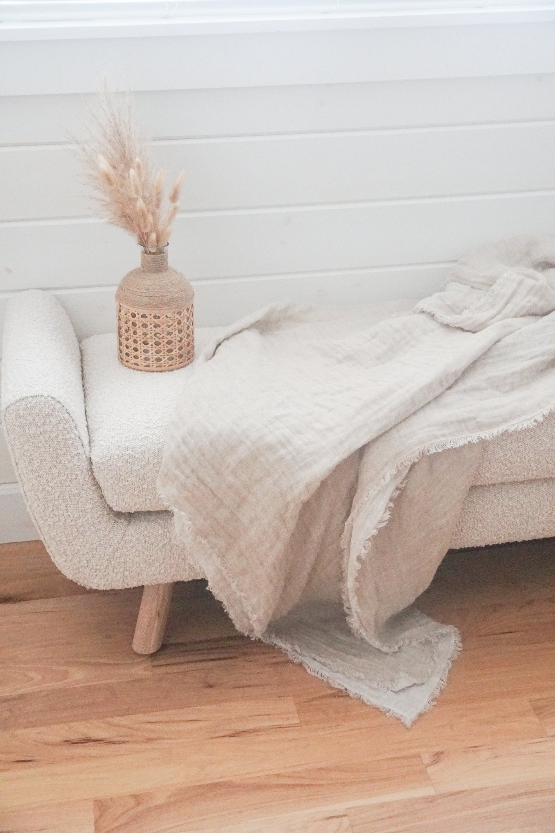 Crinkled Double Weave Linen Throw Blanket by Anaya