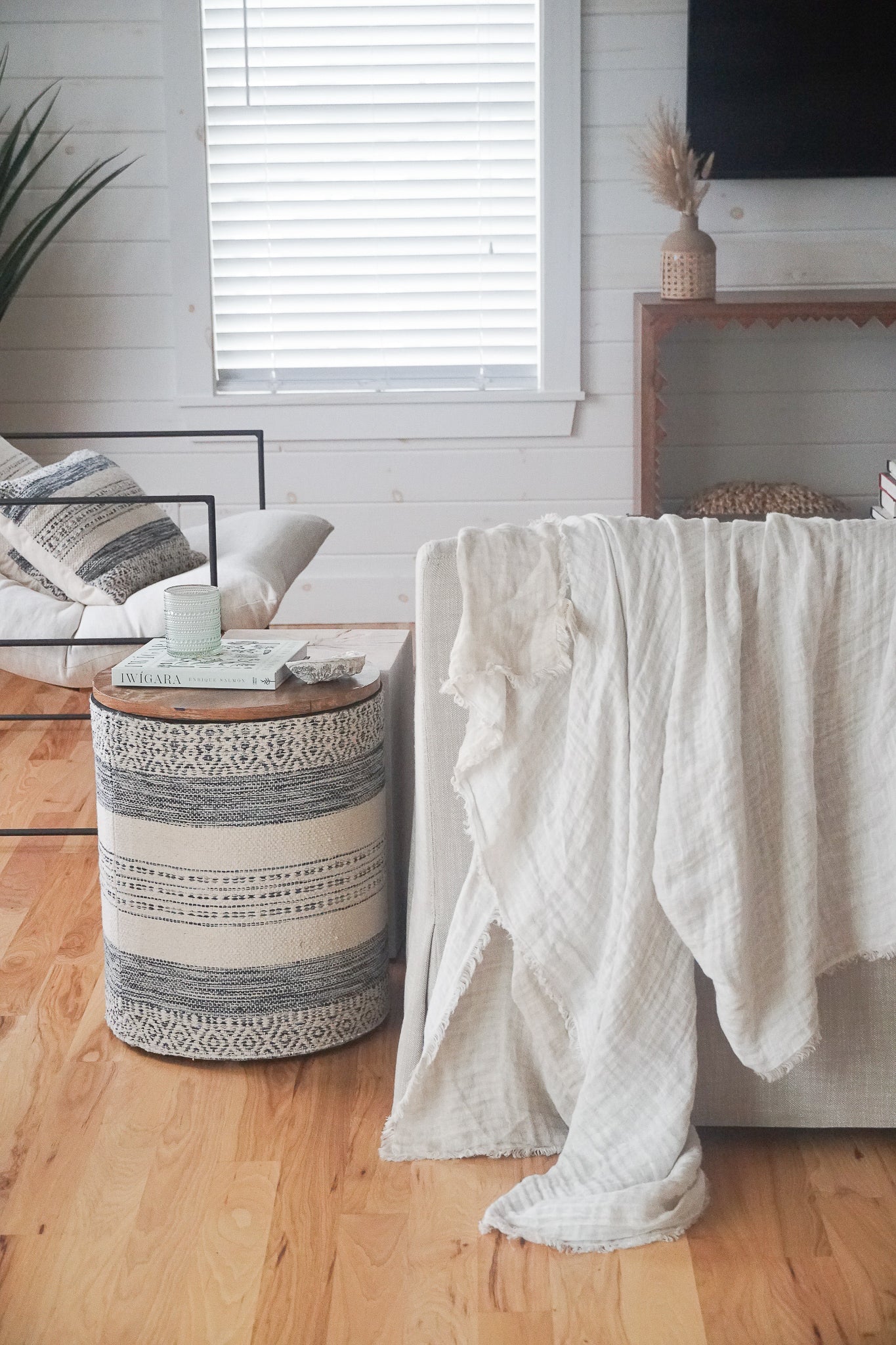 Buy Crinkled Double Weave Linen Throw Blanket by Anaya by Anaya